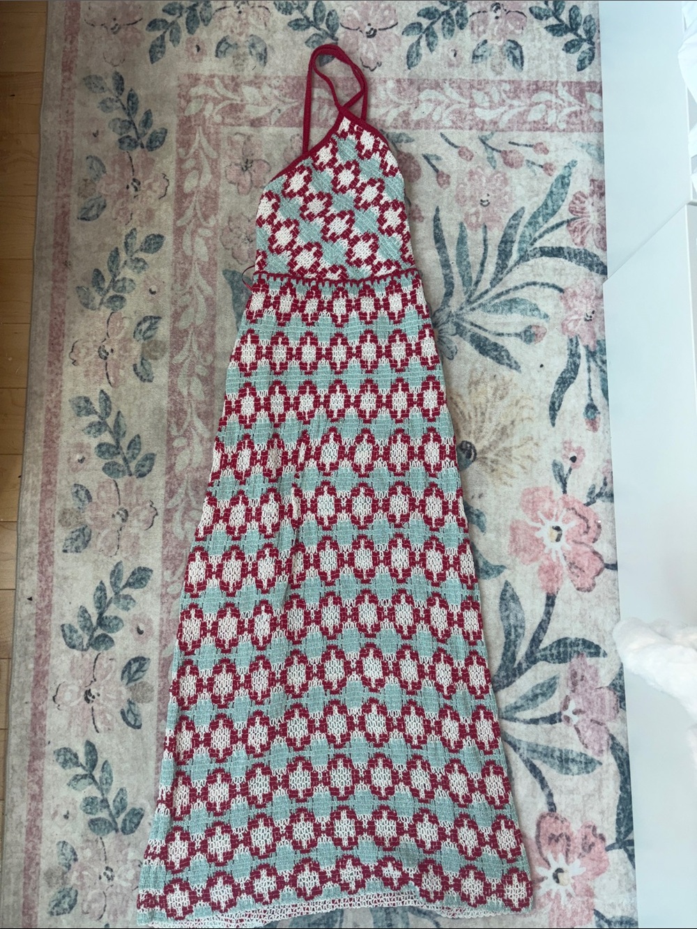 Zara Red and White Halter Maxi Dress